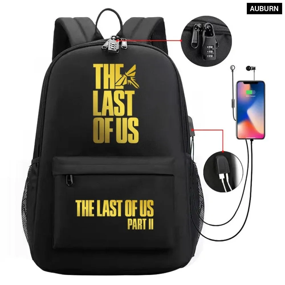 Unisex the Last of us Usb Charging An-ti Lost Kids School Bag Black