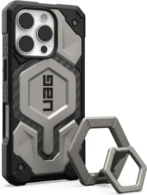 URBAN ARMOR GEAR UAG Designed for iPhone 16 Pro Case Monarch Pro, Compatible with MagSafe Case Bundle with Magnetic Ring Stand (Titanium   Titanium)