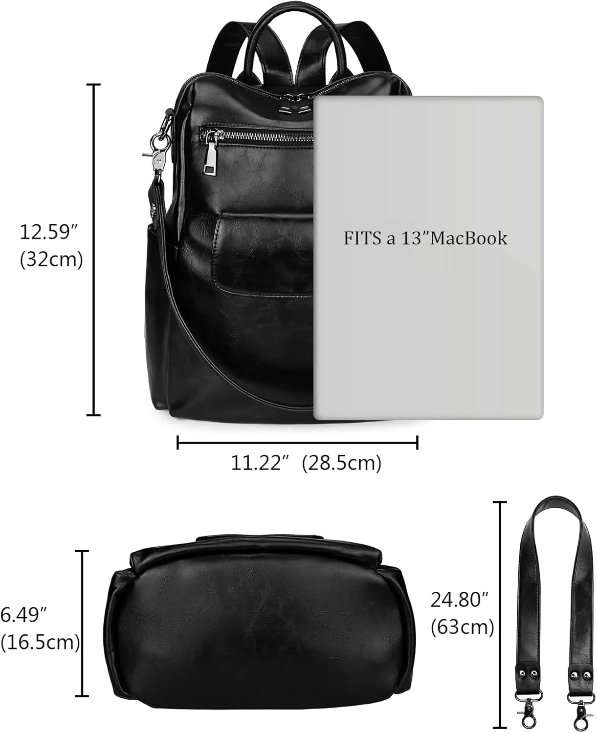 Uromee Backpack Purse for Women Vegan Leather Ladies Fashion Travel Shoulder Bag Convertible