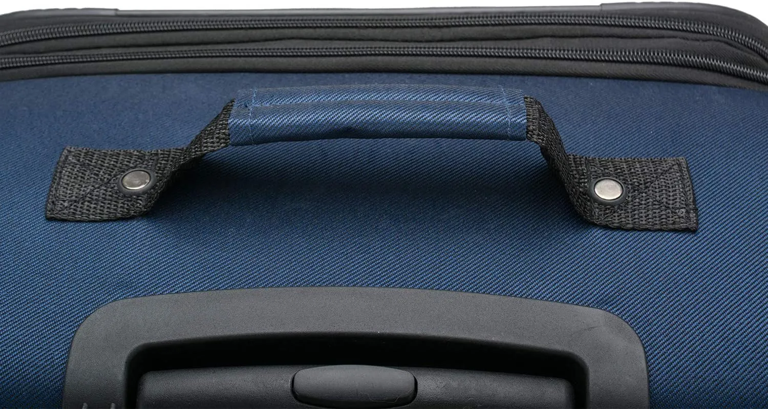 U.S. Traveler Aviron Bay Expandable Softside Spinner Wheels, Navy, 3 Piece Luggage