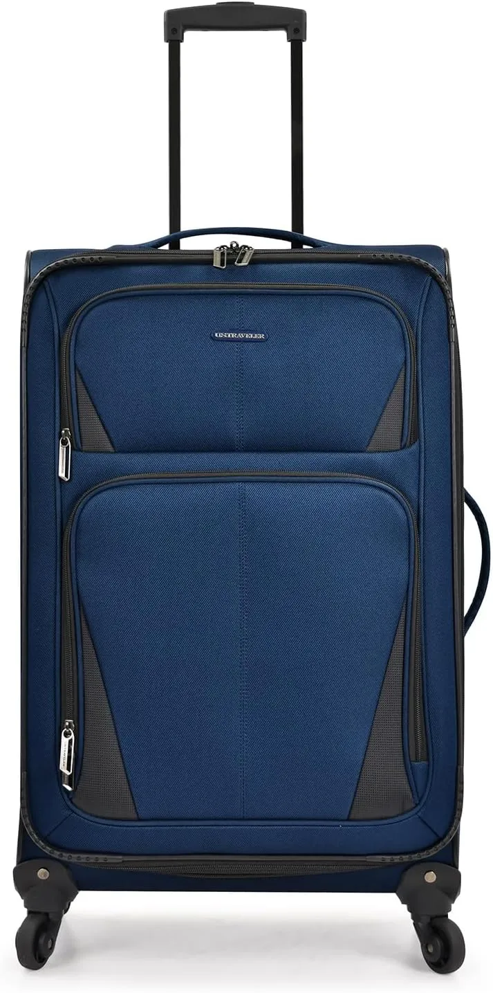U.S. Traveler Aviron Bay Expandable Softside Spinner Wheels, Navy, 3 Piece Luggage