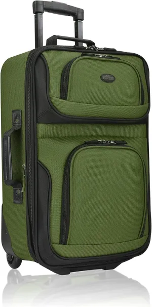U.S. Traveler Lightweight Rolling 20" Carry On Luggage Softside Suitcase, Green, 2 Wheel-1 Piece