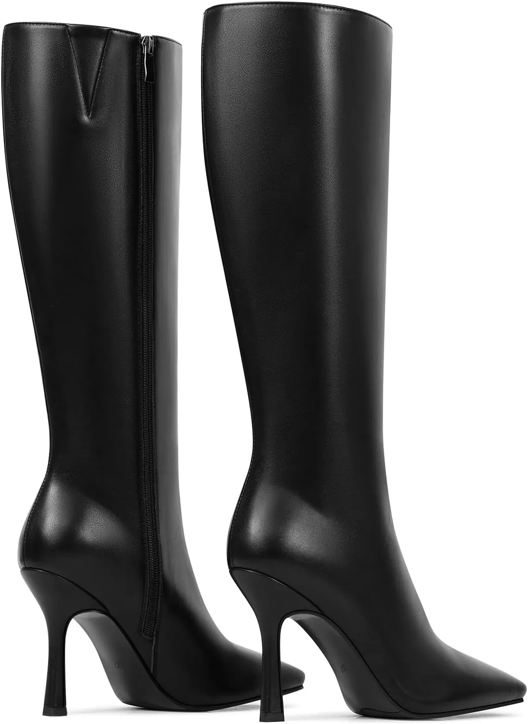 USIMAD Stiletto High Heel Knee High Boots for Women with Square Toe Side Zipper Fashion Tall Long Boots