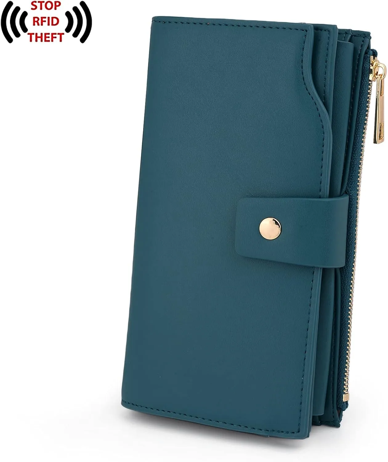 UTO Wallet Women Vegan Leather Wristlet Snap Long Purse Credit Card Holder Elegant Clutch