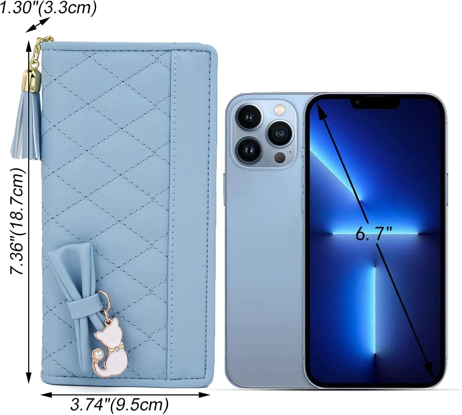 UTO Women PU Leather Wallet Large Capacity Cat Pendant Card Phone Holder Checkbook Organizer Zipper Coin Purse Zoey Black