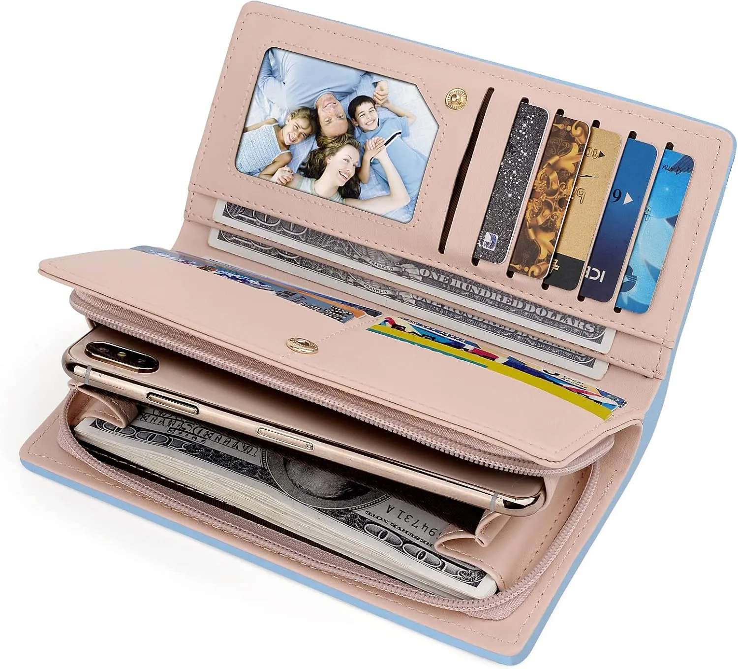 UTO Women PU Leather Wallet Large Capacity Cat Pendant Card Phone Holder Checkbook Organizer Zipper Coin Purse Zoey Black