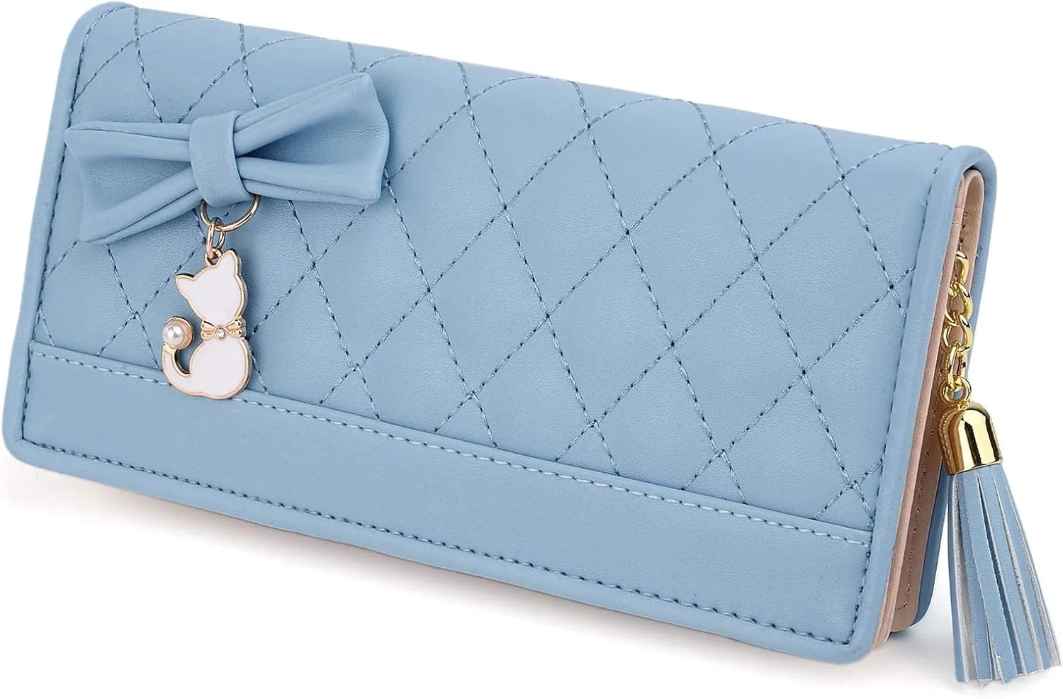 UTO Women PU Leather Wallet Large Capacity Cat Pendant Card Phone Holder Checkbook Organizer Zipper Coin Purse Zoey Black
