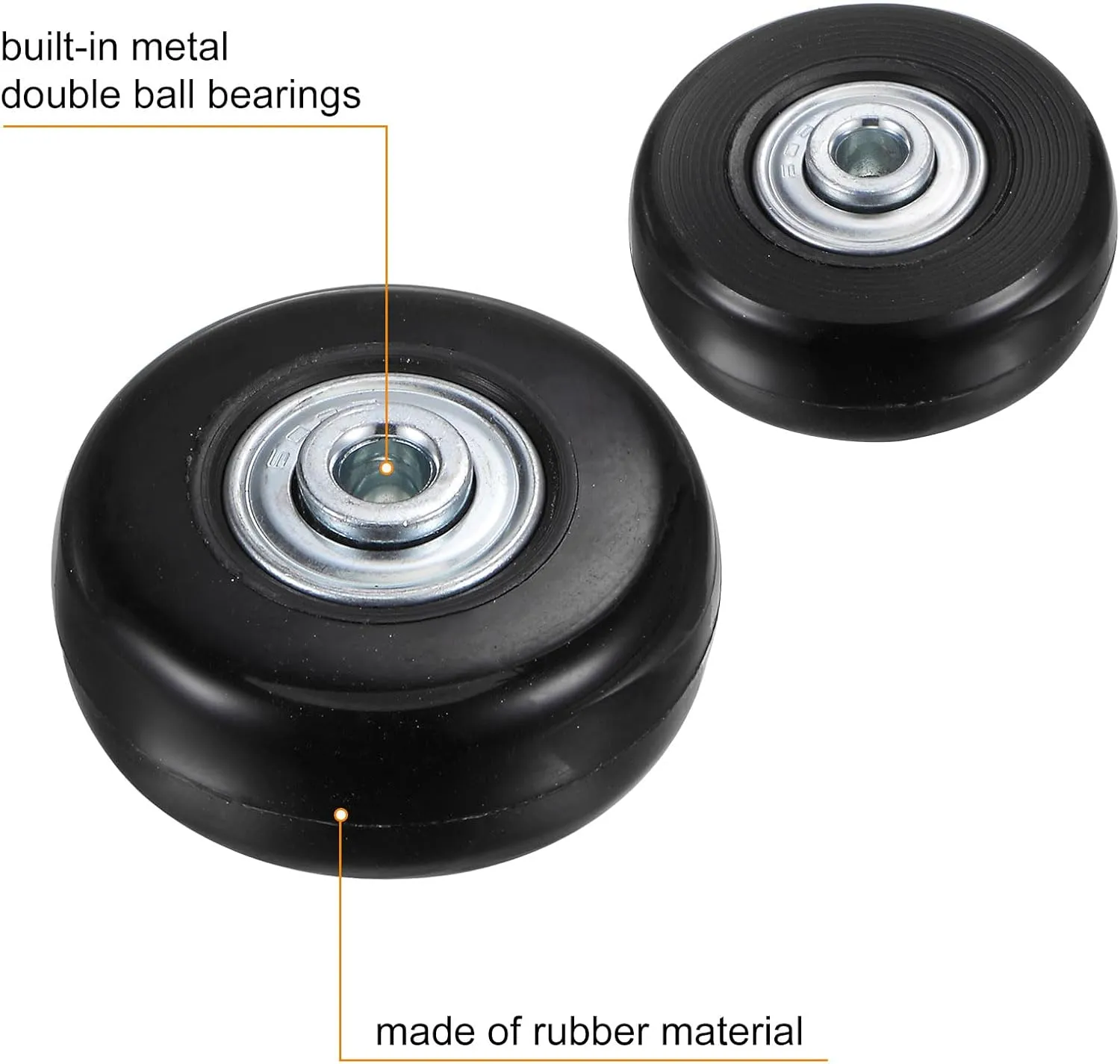 uxcell Replacement Luggage Wheels 45x18mm Suitcase Wheel Repair Kits Include 2 PU Bearing Wheels & Washers, Wrenches & Axle Screw for Trolley Bag, Inline Skate and Caster Board