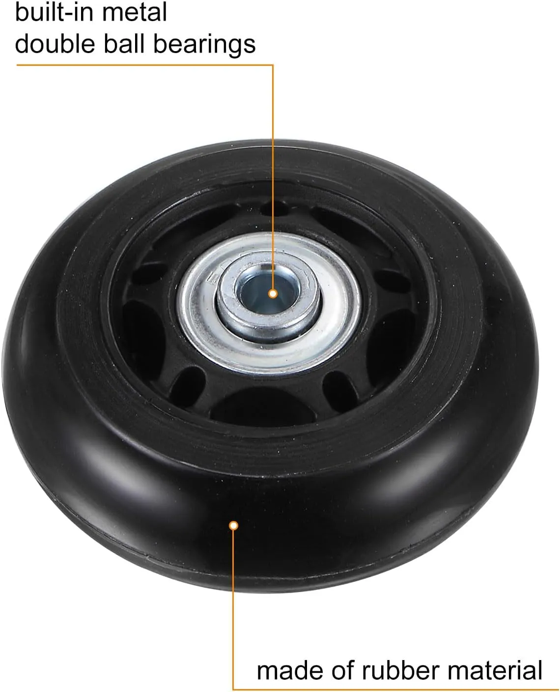 uxcell Replacement Luggage Wheels 64x24mm Suitcase Wheel Repair Kits Include 4 PU Bearing Wheels & Washers, Wrenches & Axle Screw for Trolley Bag, Inline Skate and Caster Board