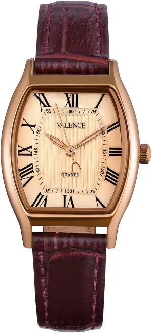 Valence 2025 Italian Genuine Women's Wrist Watches for Women, Vintage Face Square Watches, Easy Read Classic Wristology with Small Leather Band