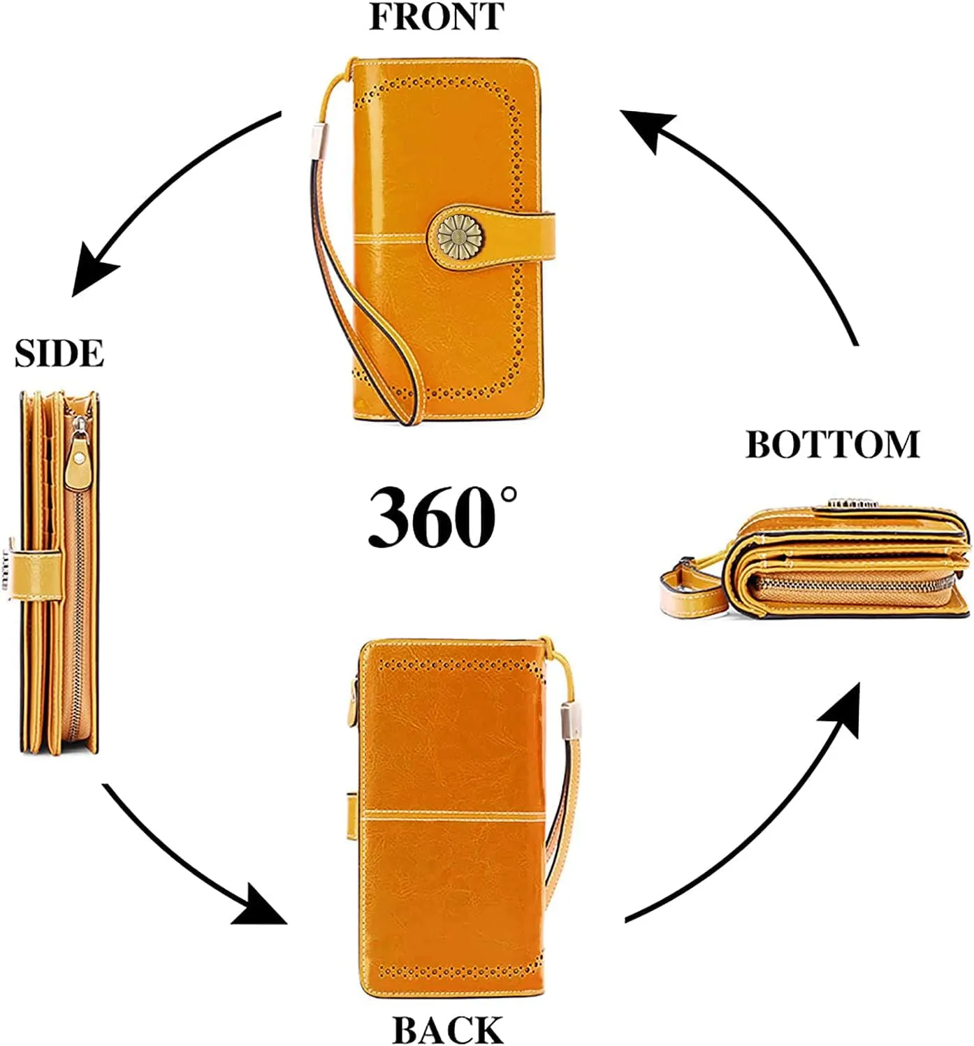 VANNANBA Womens Wallet Long Large RFID Oil-waxed Leather Clutch Wallet Wristlet Organized Purse