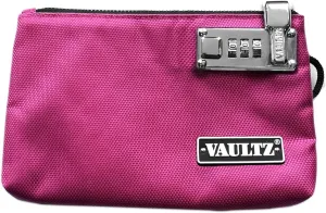 Vaultz Money Bag with Lock - 7 x 10 Inches, Men & Women's Locking Accessories Pouch for Cash, Bank Deposits, Wallet, Medicine, Phone and Credit Cards - Pink