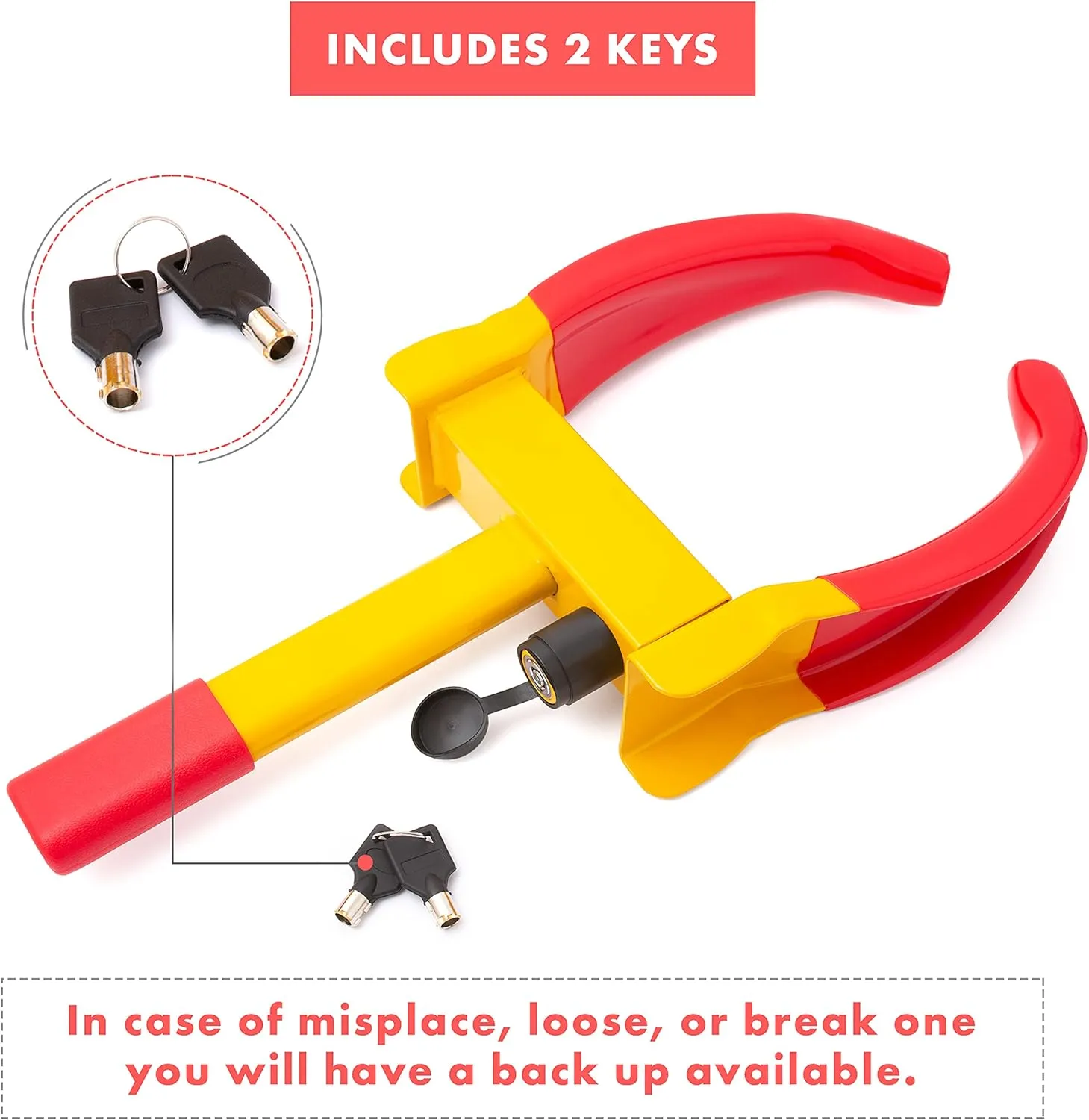 VaygWay Tire Clamp Universal Wheel Lock- Heavy Duty Security Metal Boot Stabilizer Anti Theft Wheel Chock Lock Car Trailer Wheel-Security Travel Locking Claw Auto- for Car Van
