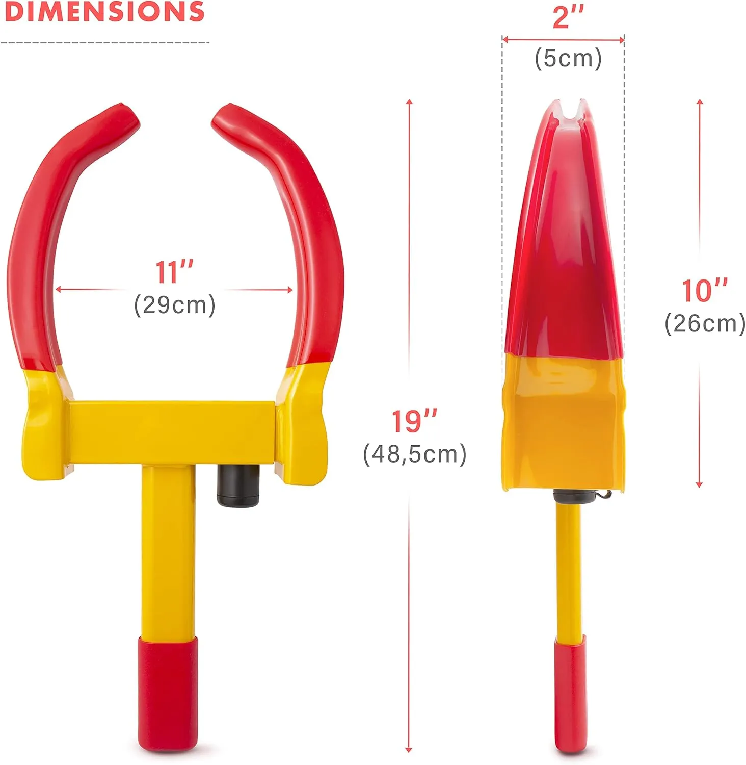 VaygWay Tire Clamp Universal Wheel Lock- Heavy Duty Security Metal Boot Stabilizer Anti Theft Wheel Chock Lock Car Trailer Wheel-Security Travel Locking Claw Auto- for Car Van