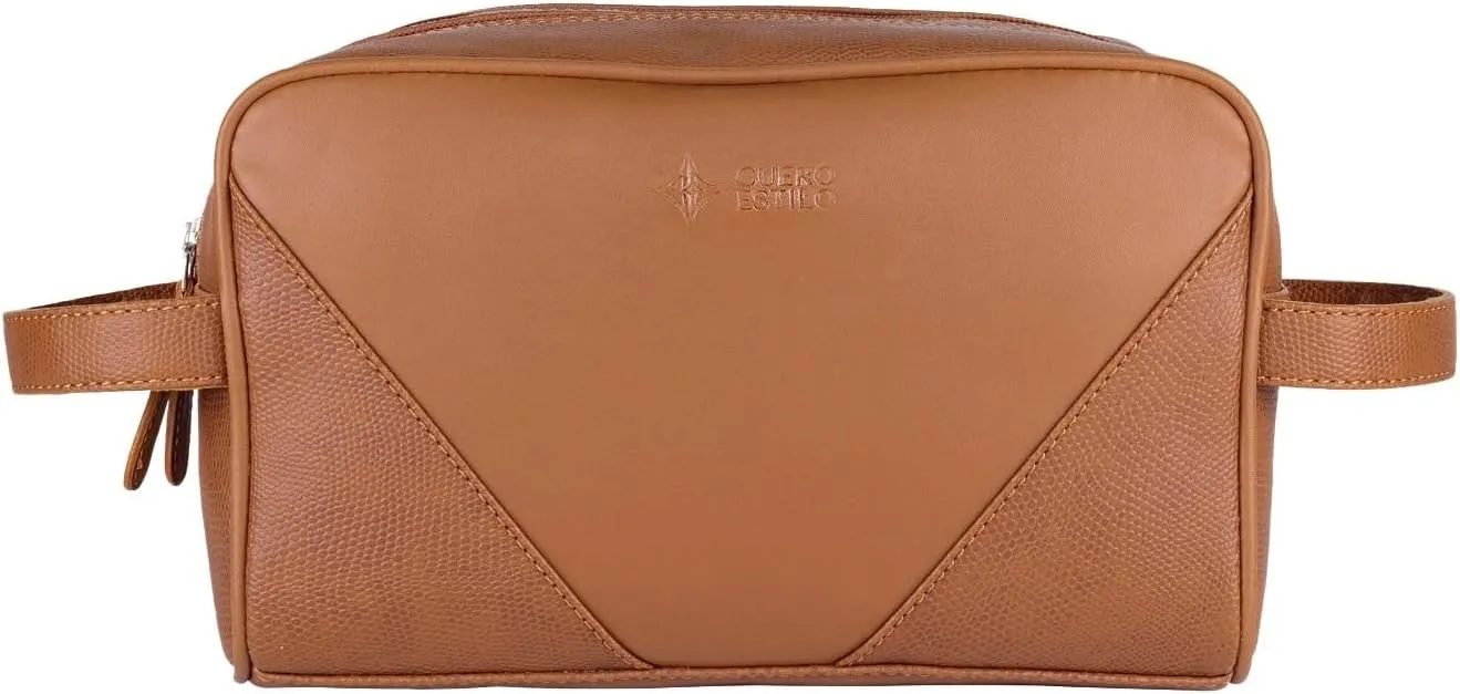 Vegan Leather Travel Organizer – Stylish & Water-Resistant, Dual Zipper Compartments, Multiple Pockets.