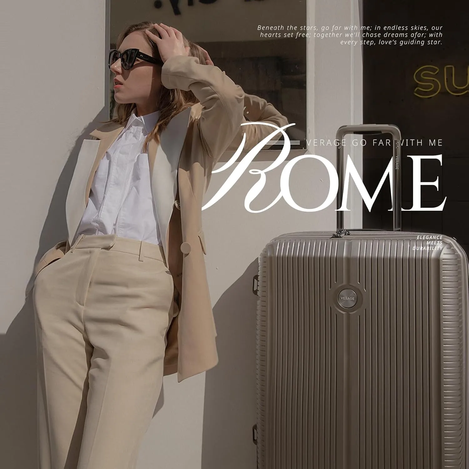 Verage Carry On Luggage With Spinner Wheels, Expandable Hardshell Spinner Suitcase for Travel, TSA Approved (Carry-On 20-Inch, Champagne)