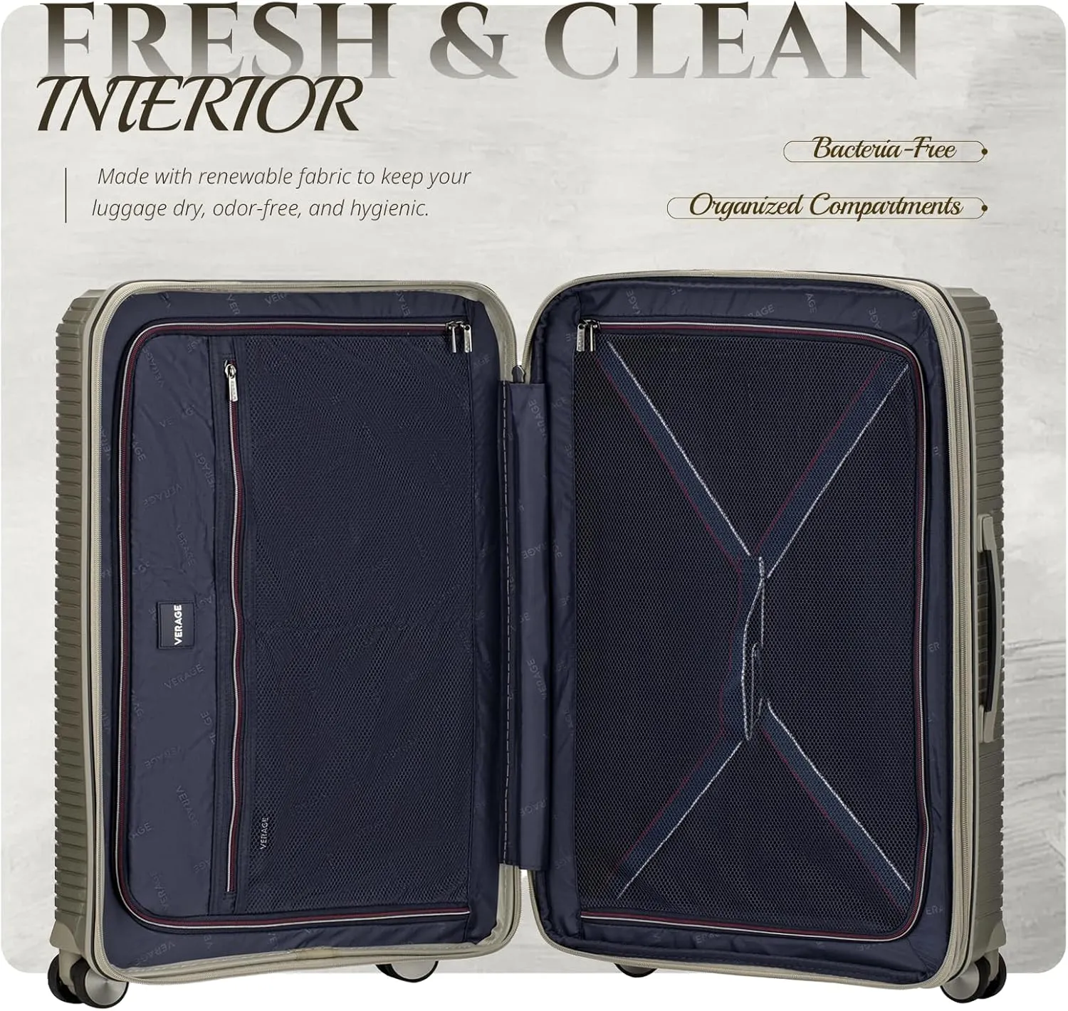 Verage Carry On Luggage With Spinner Wheels, Expandable Hardshell Spinner Suitcase for Travel, TSA Approved (Carry-On 20-Inch, Champagne)