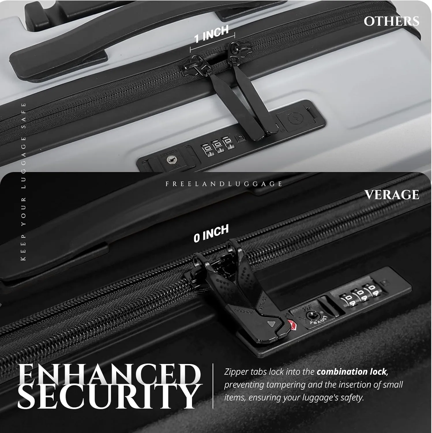 Verage Freeland Carry On Luggage with X-Large Spinner Wheels, Expandable Hardside Travel Luggage, Rolling Suitcase TSA Approved (20-Inch, Black)