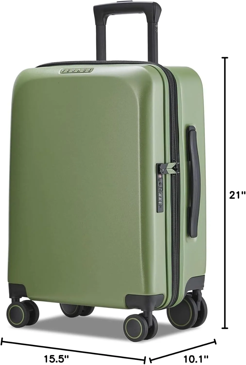 Verage Freeland Carry On Luggage with X-Large Spinner Wheels, Expandable Hardside Travel Luggage, Rolling Suitcase TSA Approved (20-Inch, Green)