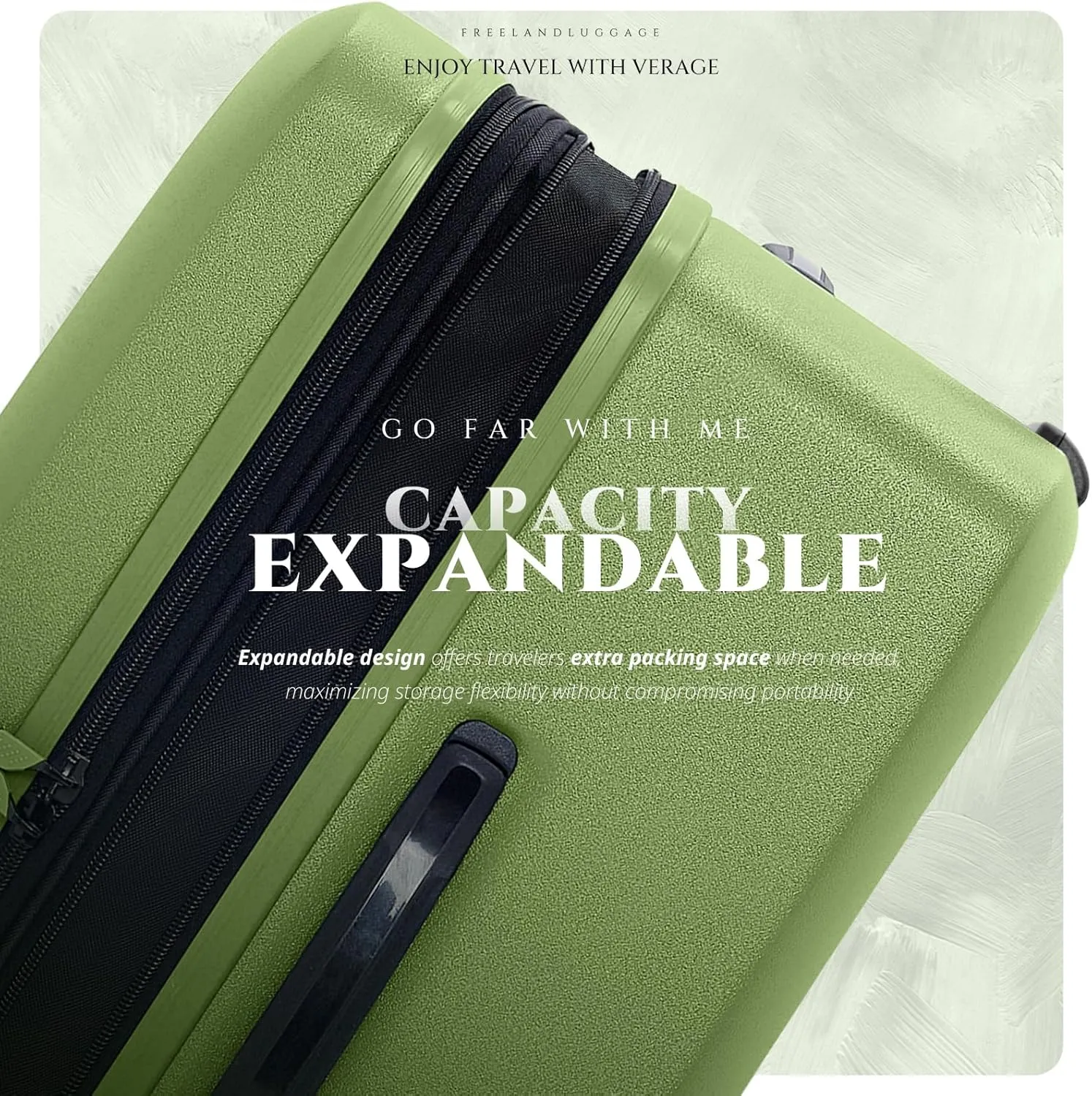 Verage Freeland Carry On Luggage with X-Large Spinner Wheels, Expandable Hardside Travel Luggage, Rolling Suitcase TSA Approved (20-Inch, Green)