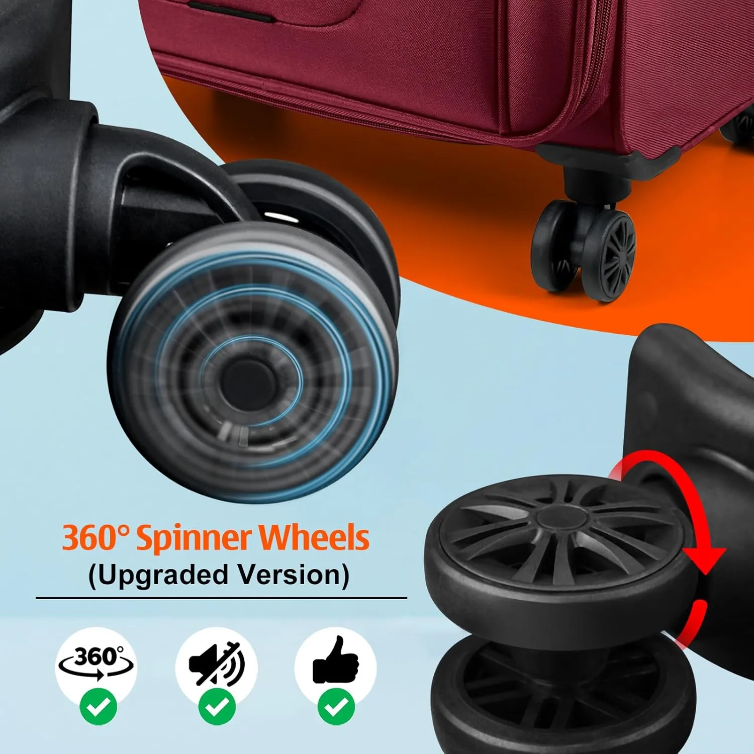 Verdi Softside Expandable 24 Inch Luggage with Spinner Wheels Lightweight Suitcase (Burgundy, Checked-Large 24-Inch)