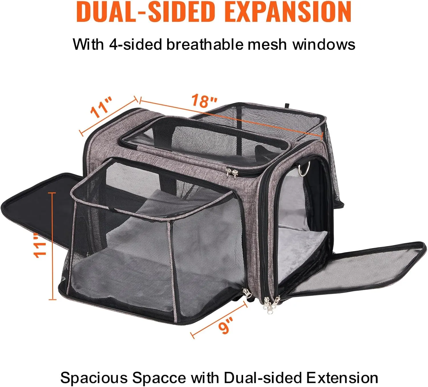 VEVOR Airline Approved Pet Carrier with Wheels, Expandable Rolling Cat Dog Carrier for Medium Dogs and Cats Under 25LBS, Pet Travel Carrier on Wheels with Upgraded Wheels and Telescopic Handle