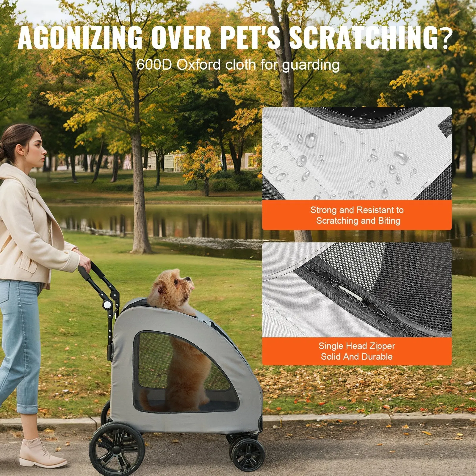 VEVOR Pet Stroller 4 Wheels Dog Stroller Rotate with Brakes