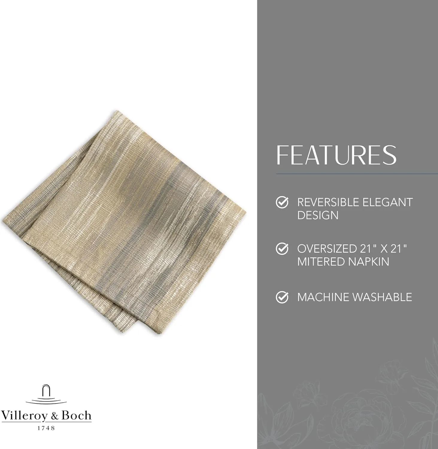 Villeroy & Boch Radcliffe Jacquard Woven Napkins, 21 Inches x 21 Inches, Set of 4