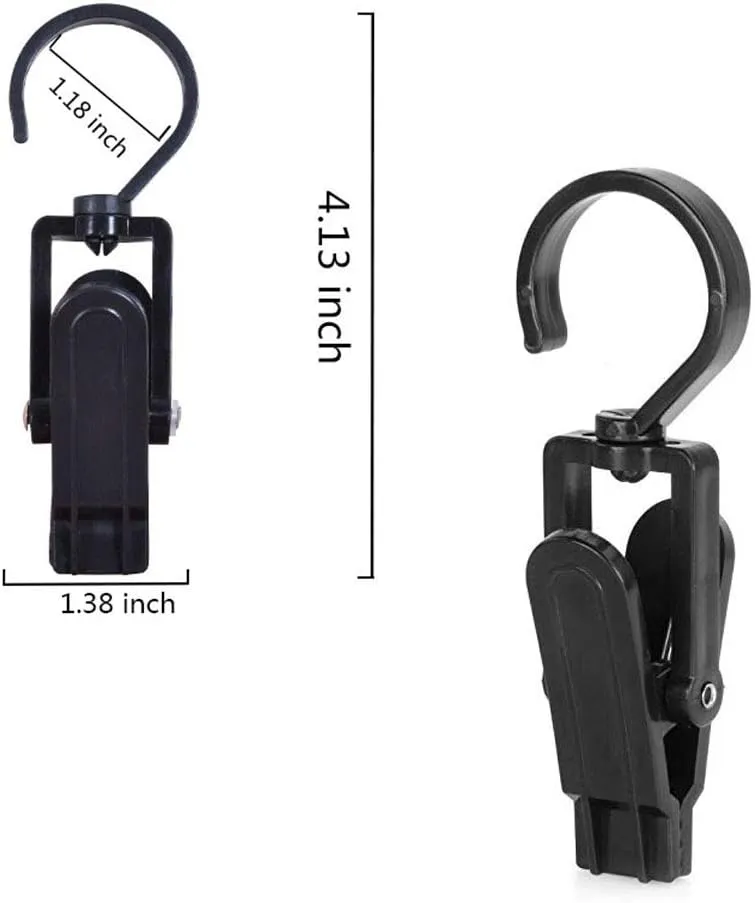 Vinbee 20 PCS Laundry Hooks with Clips Super Strong Plastic Home Travel Swivel Hanging Hanger Closet Organizer Clamps Socks Boot Bras Towels for Bathroom Wardrobe Kitchen - 4.3 Inches (Black White)