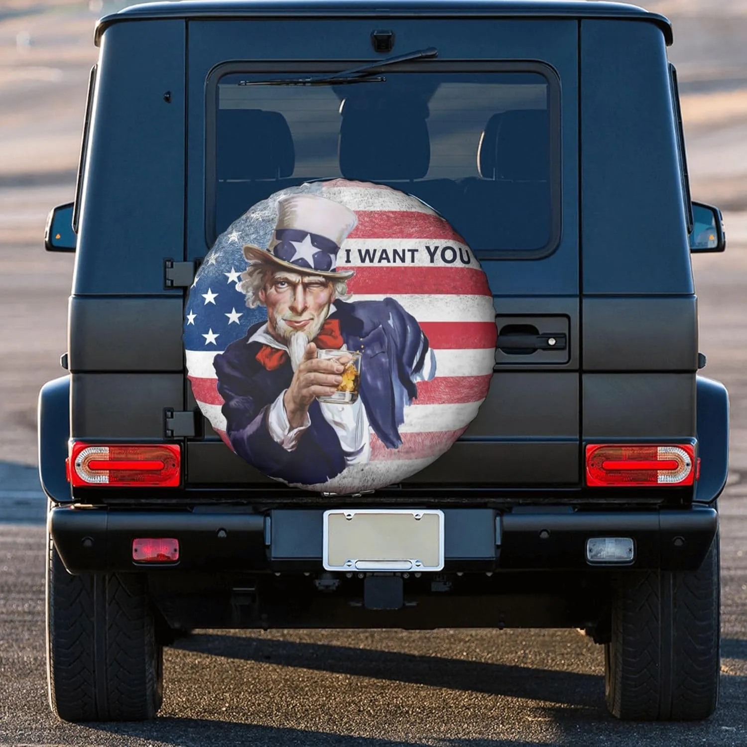 Vintage American Uncle Sam Flag Spare Tire Cover, Wheel Protection Device 14-17 Inches, with Waterproof Dust-Proof UV Sun Wheel Tire Cover Suitable for SUV, RVs, Travel Trailers, Trucks (LTTSM-15)