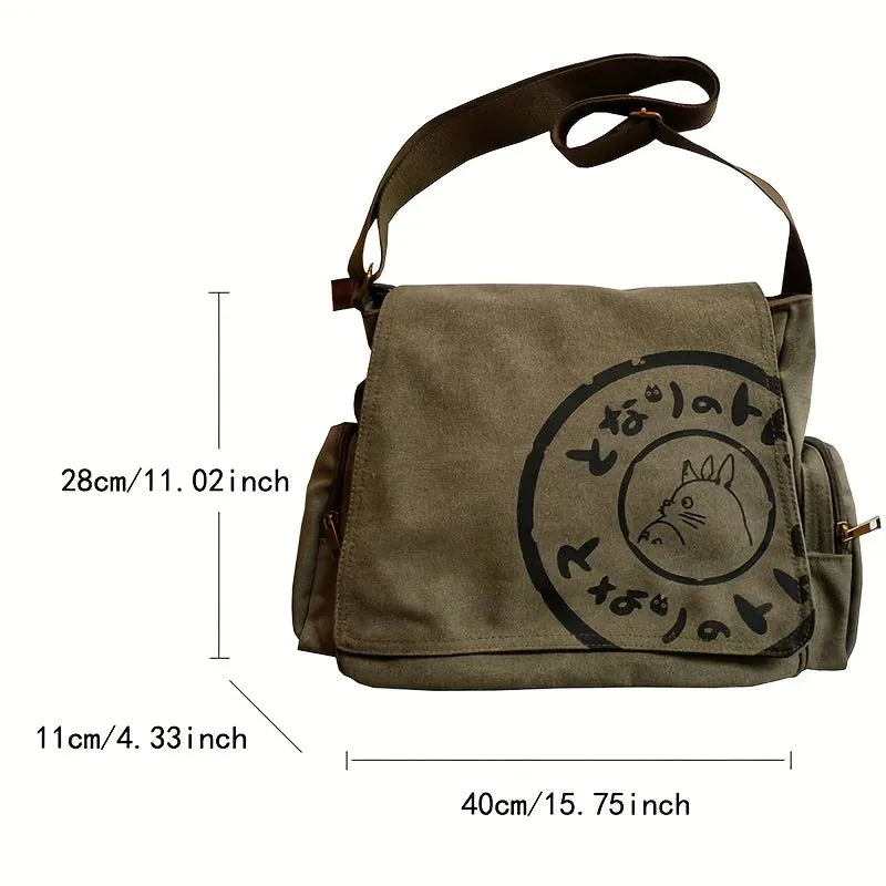 Vintage Cartoon Canvas Messenger Bag – Large Capacity Shoulder Tote for Women.100325.
