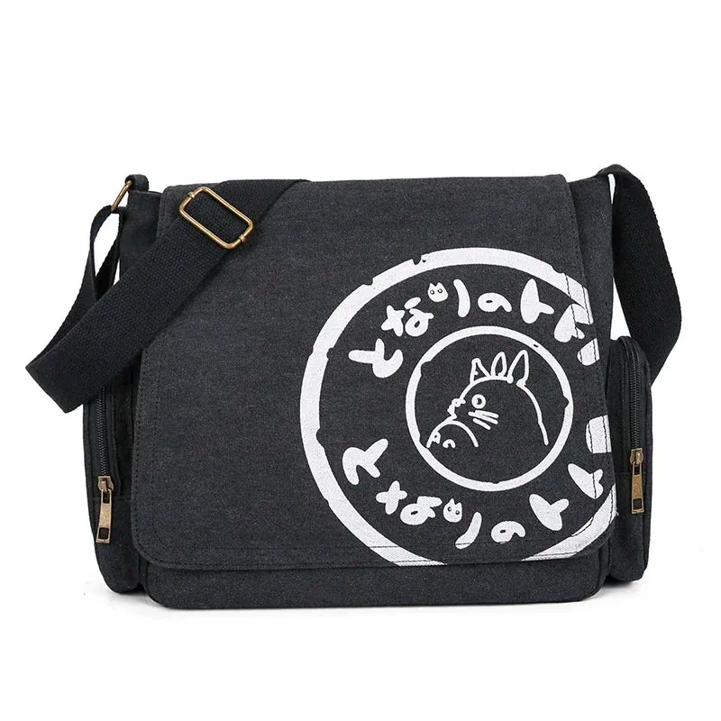 Vintage Cartoon Canvas Messenger Bag – Large Capacity Shoulder Tote for Women.100325.