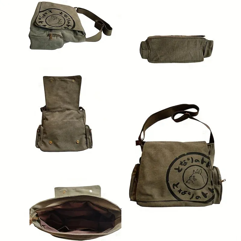 Vintage Cartoon Canvas Messenger Bag – Large Capacity Shoulder Tote for Women.100325.