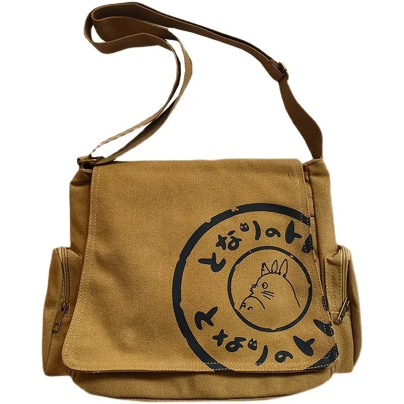 Vintage Cartoon Canvas Messenger Bag – Large Capacity Shoulder Tote for Women.100325.