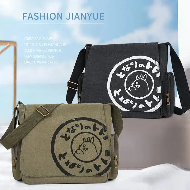 Vintage Cartoon Canvas Messenger Bag – Large Capacity Shoulder Tote for Women.100325.