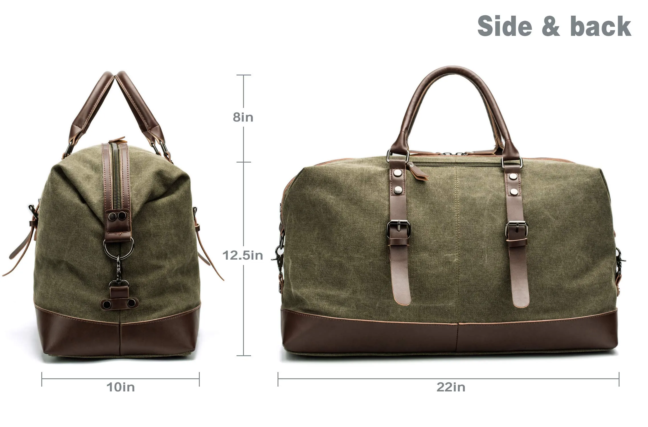 Vintage Duffle Bag Travel Tote Canvas PU Leather Carry On Weekender Overnight Bag