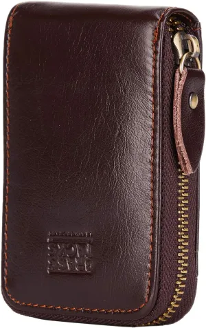 Vintage Full Top Grain Leather Wallet RFID Blocking Multi Card Case with Zipper Pocket Card Holder for Men Women Gift Box