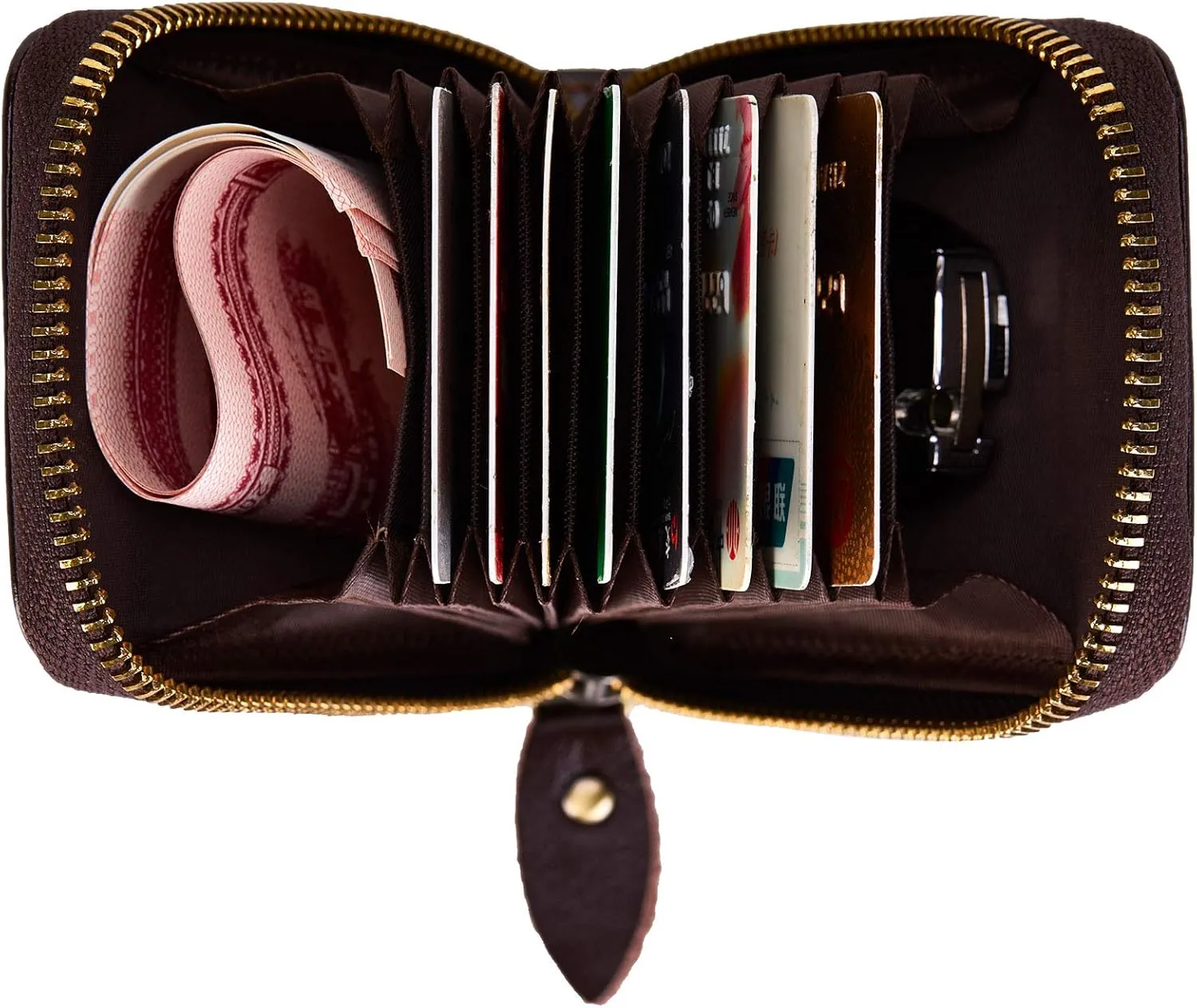 Vintage Full Top Grain Leather Wallet RFID Blocking Multi Card Case with Zipper Pocket Card Holder for Men Women Gift Box