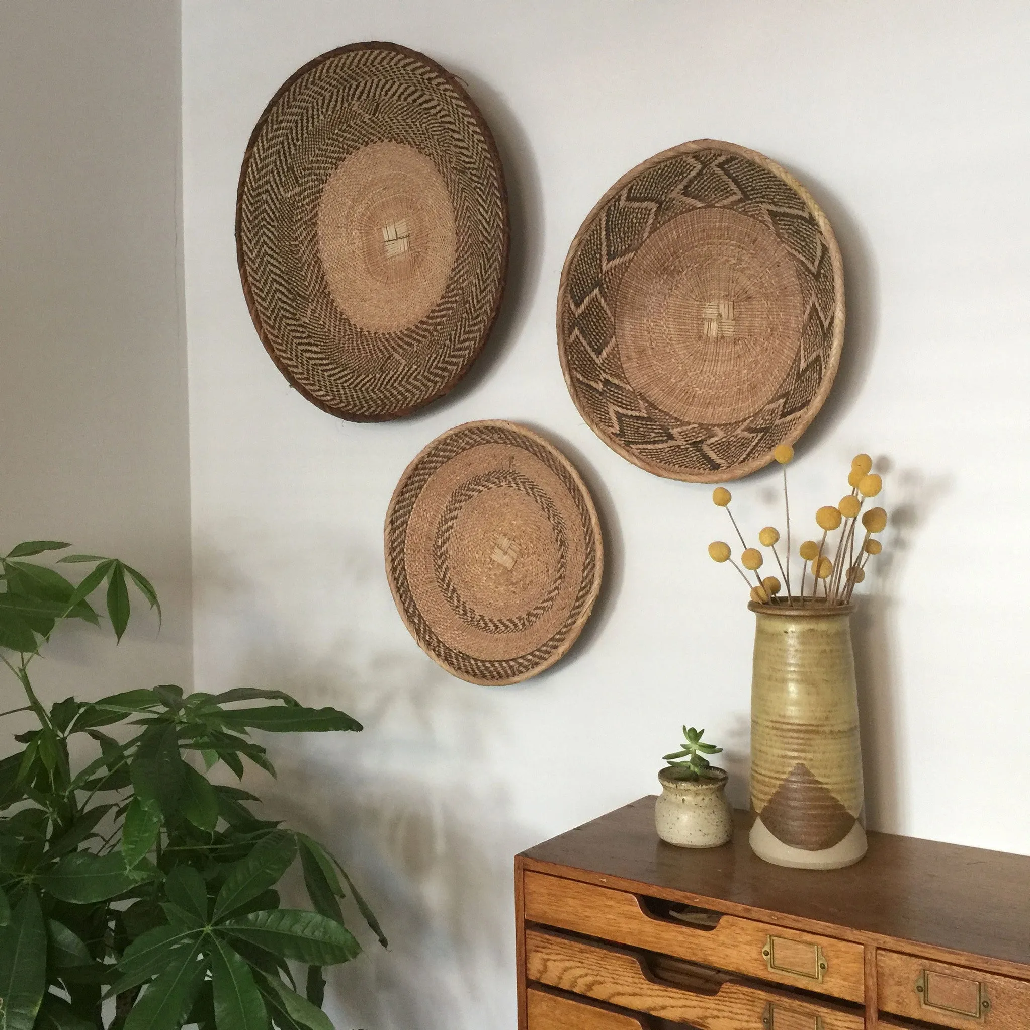 Vintage Handmade Ethnic African Basket / Natural Wall Art #9