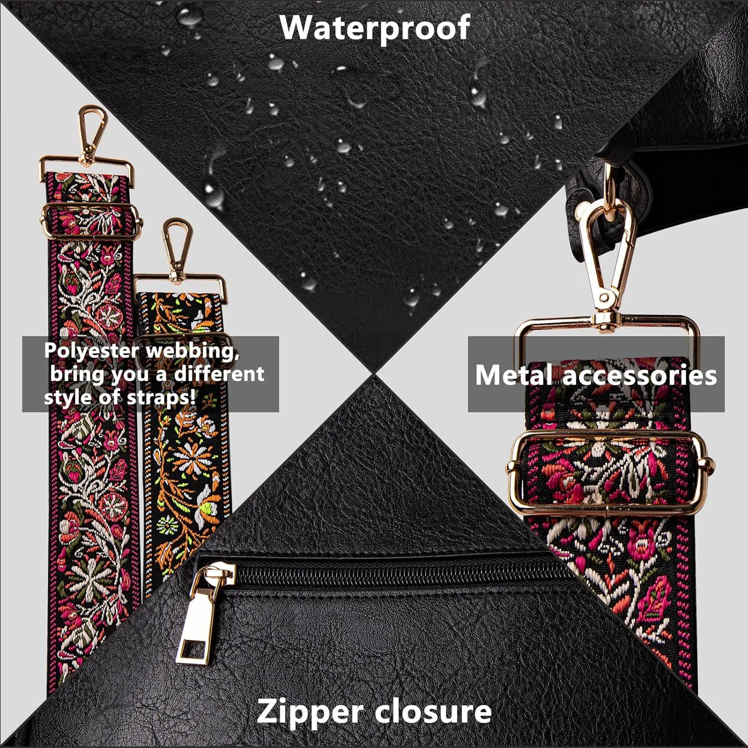 Viva Terry Vegan Leather Crossbody Fashion Shoulder Bag Purse with Adjustable Strap