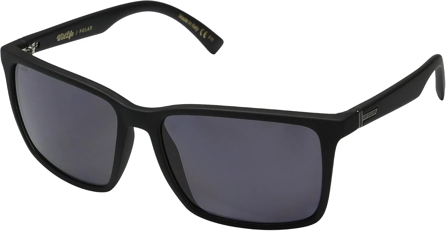 VonZipper Lesmore Sunglasses Matte Black with Wildlife Vintage Grey Polarized Lens
