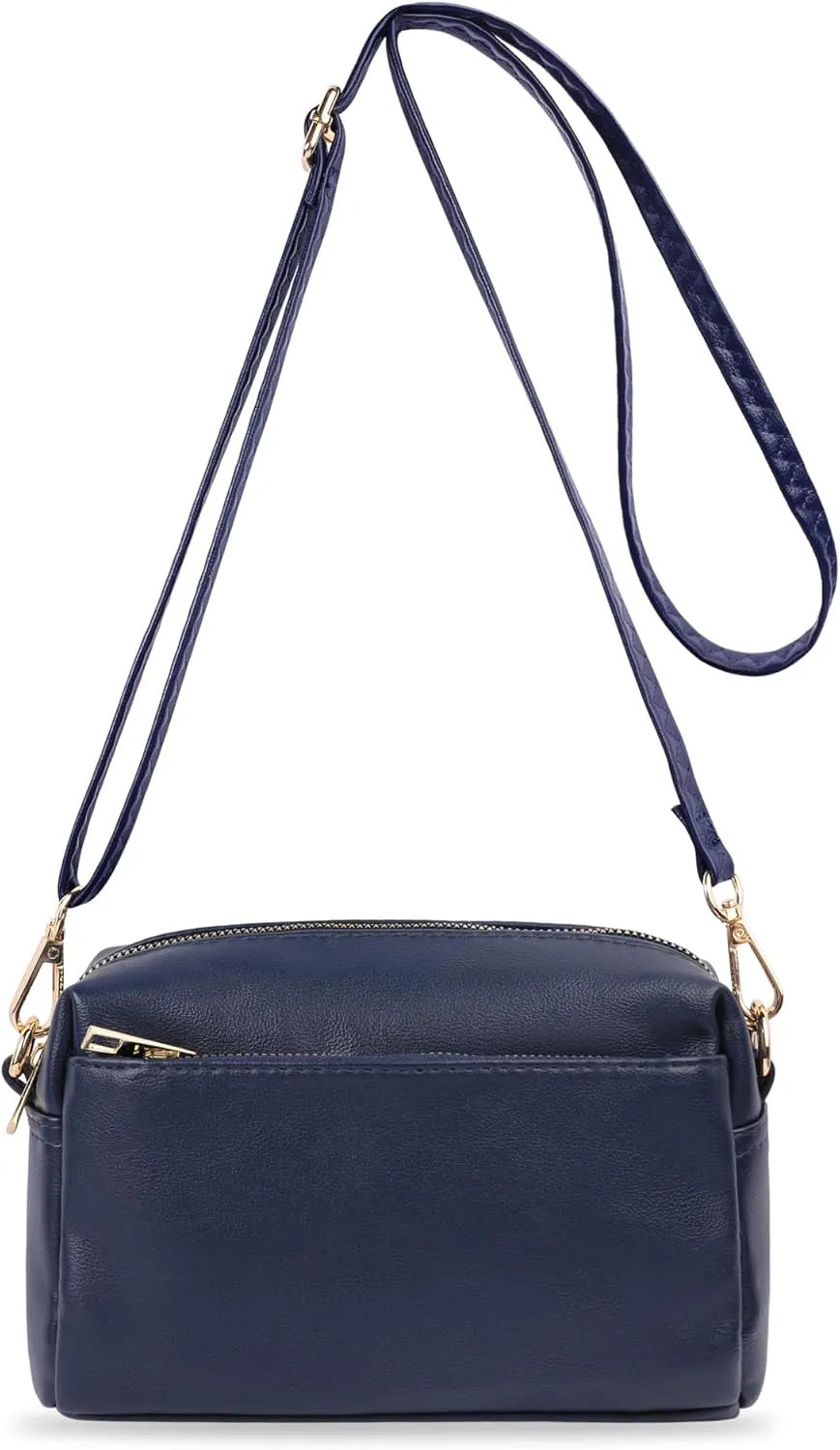 VOROLO Crossbody Bag Triple Zip Small Leather Cross body Purse Shoulder Bag with Ajustable Strap for Women