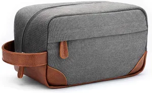 Vorspack Toiletry Bag Hanging Dopp Kit for Men Water Resistant Canvas Shaving Bag with Large Capacity for Travel - Light Grey