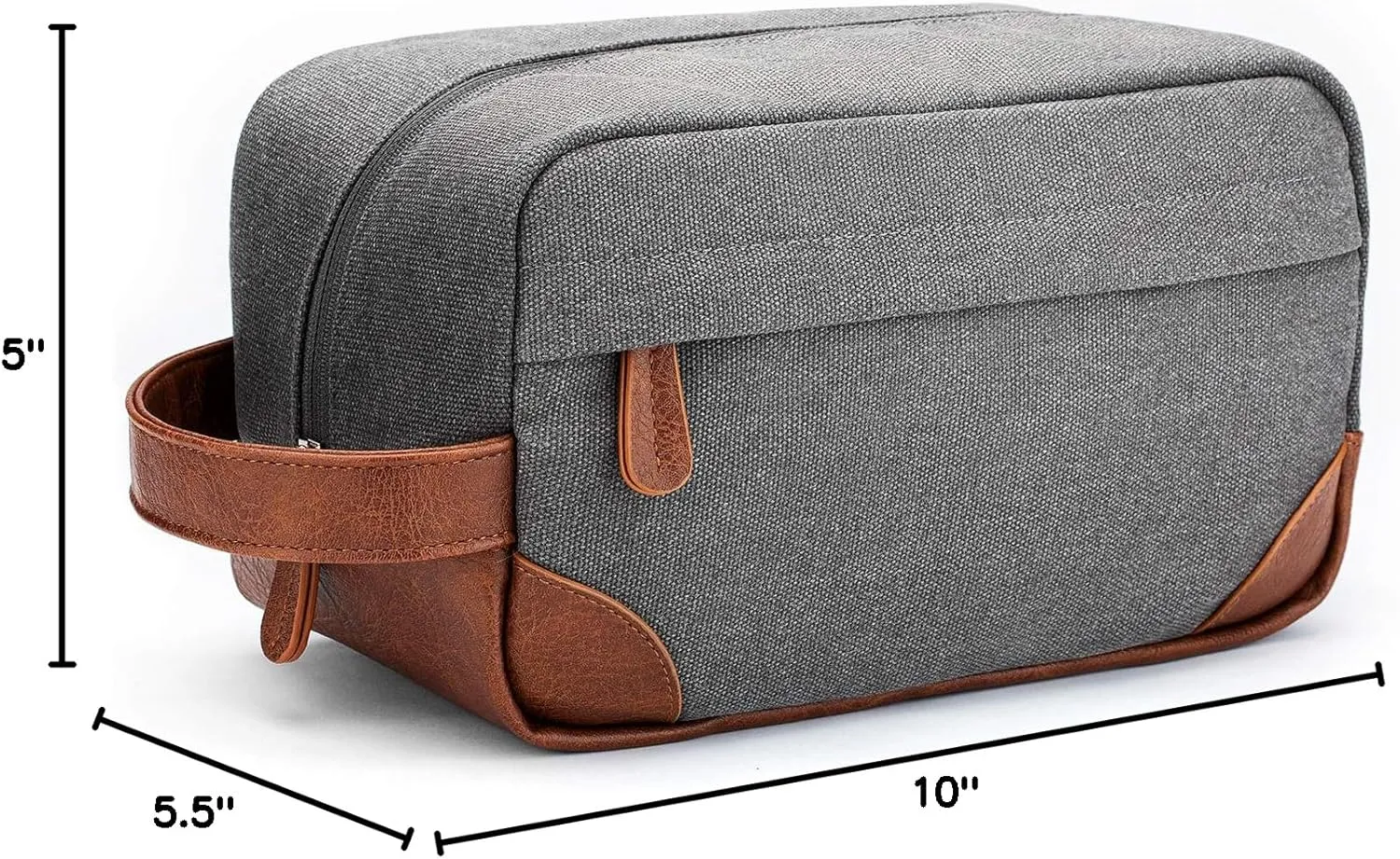 Vorspack Toiletry Bag Hanging Dopp Kit for Men Water Resistant Canvas Shaving Bag with Large Capacity for Travel - Light Grey