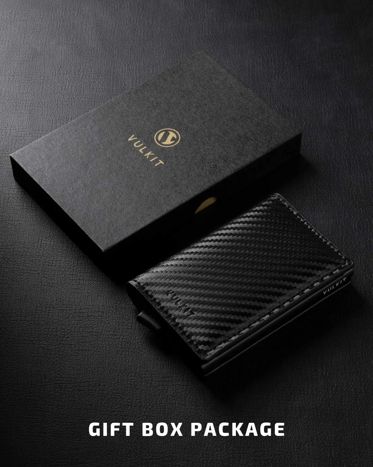 VULKIT Credit Card Holder RFID Blocking Leather Automatic Pop Up Wallet Aluminum Slim Pocket Business Card Case