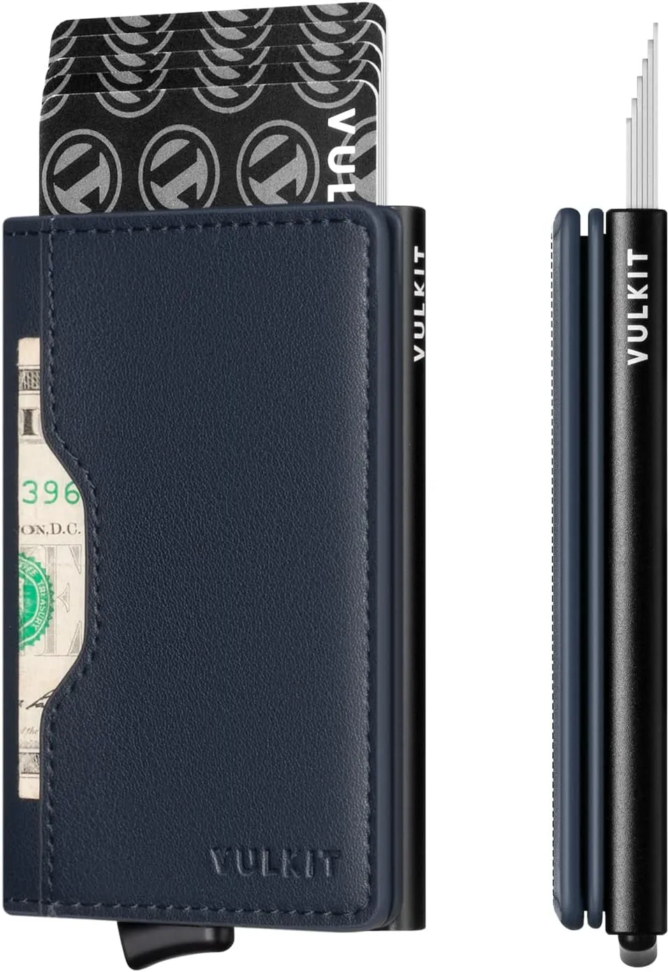 VULKIT Slim Pop up Wallet for Women Minimalist Credit Card Holder with Leather Slots Men's Bifold RFID Blocking Metal Wallets