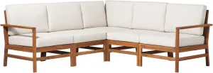 Walker Edison Tahnee Modern 5-Piece Solid Acacia Wood Sectional, Brown