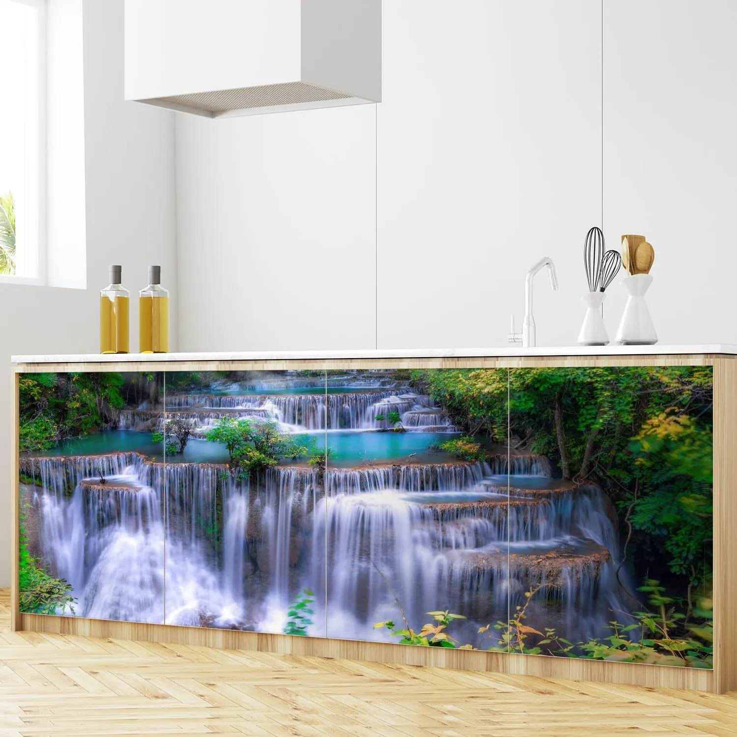 wall26 Wall Sticker/Wall Mural Scenic Waterfall Sunshine River Forest Nature Wilderness Photography, Not Peel and Stick, Non-Woven Wallpaper Decorative for Bedroom, Living Room, Office - 48x72 inches
