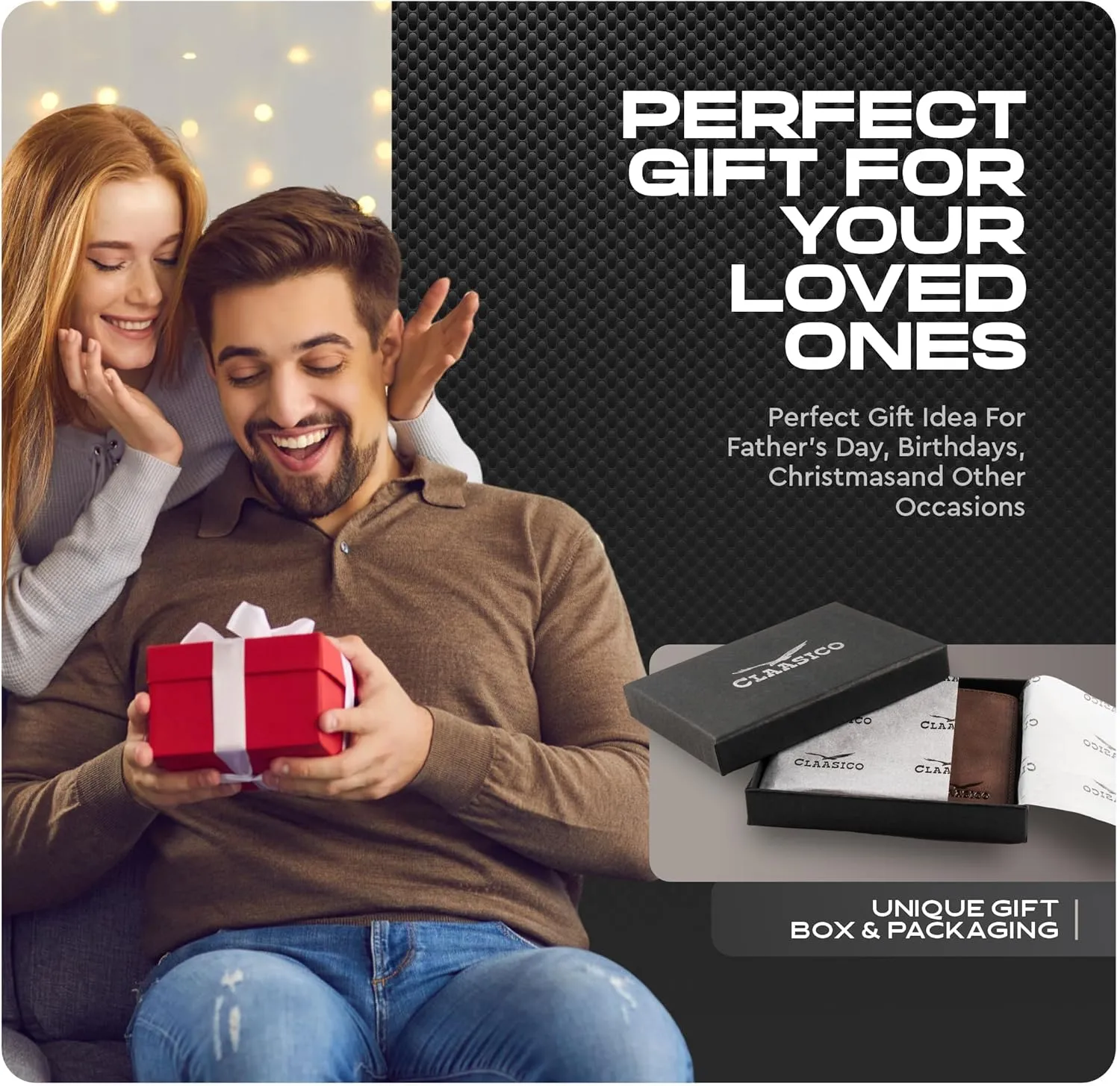Wallet for Men’s - Genuine Leather Slim Bifold RFID Wallet - Gift for Men Packed in Stylish Gift Box