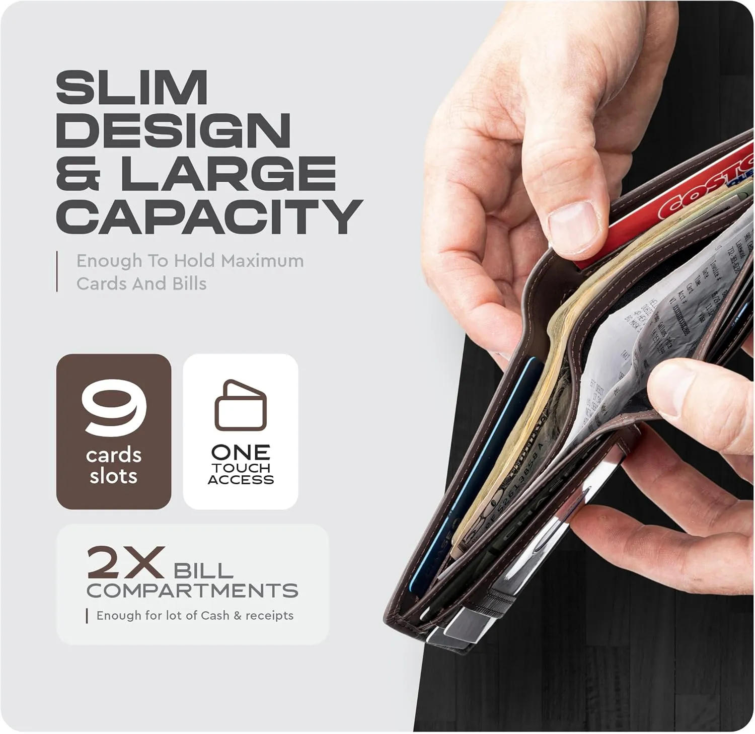 Wallet for Men’s - Genuine Leather Slim Bifold RFID Wallet - Gift for Men Packed in Stylish Gift Box